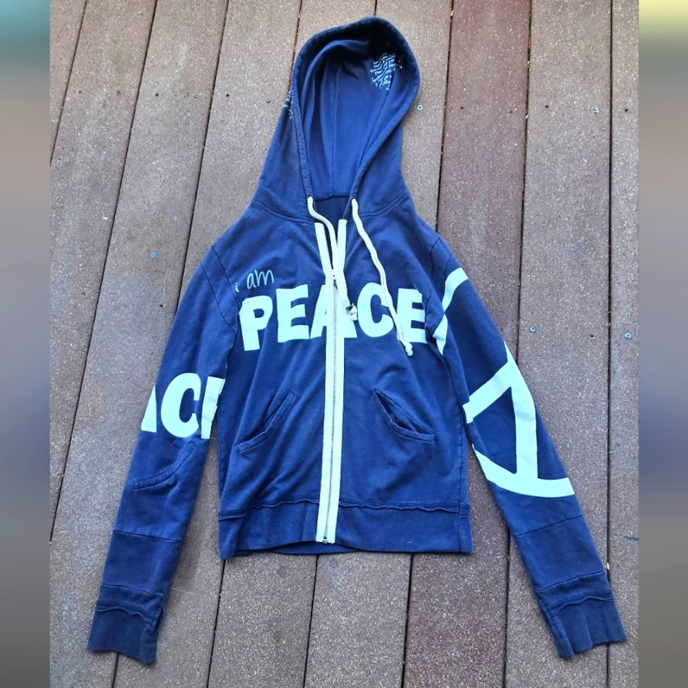 ⚠️SOLD⚠️Navy "Peace" women's zip-up hoodie